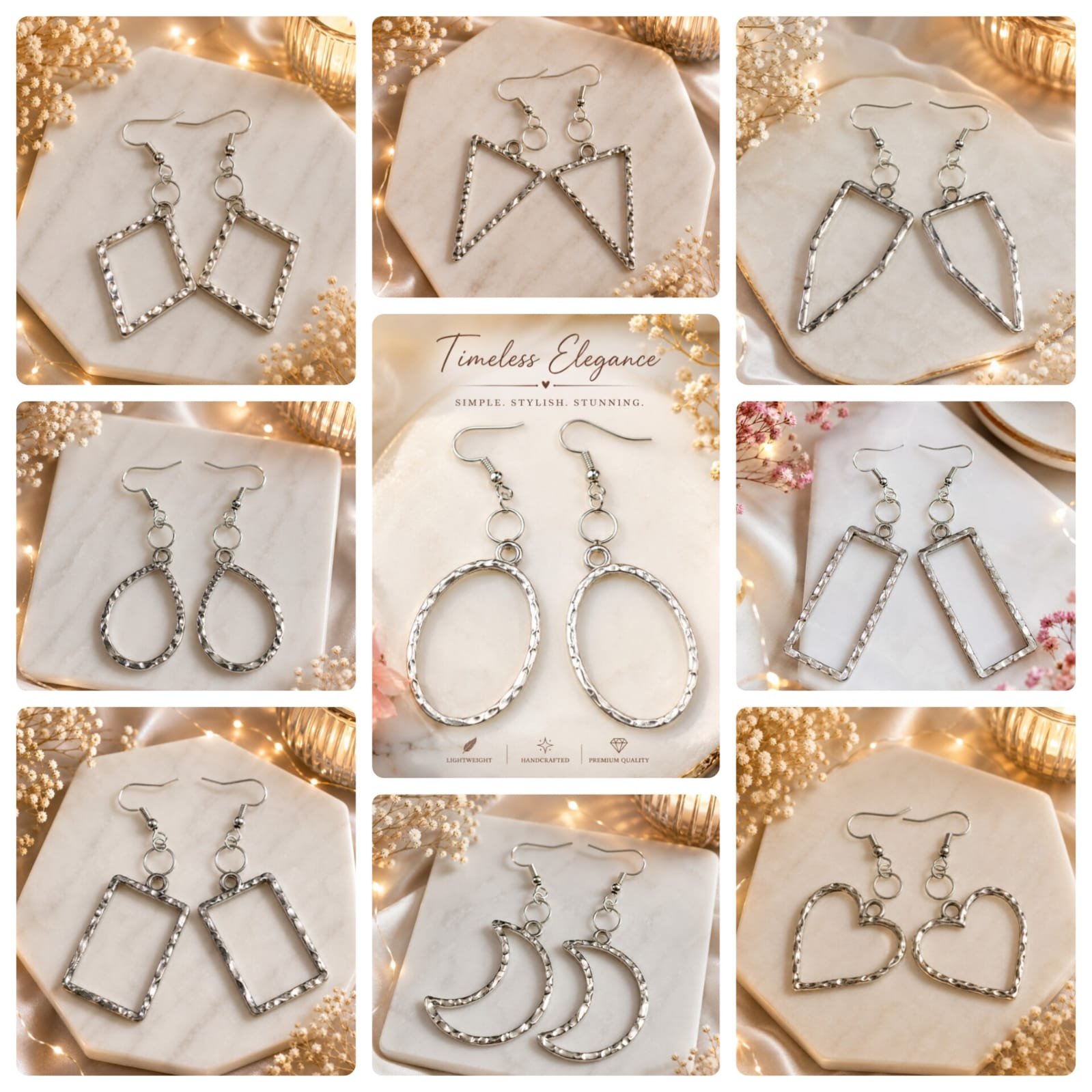 Oxidised Silver Bezels Earrings